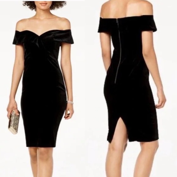 Bardot Dresses & Skirts - Bardot Black Velvet Off Shoulder Dress | 6